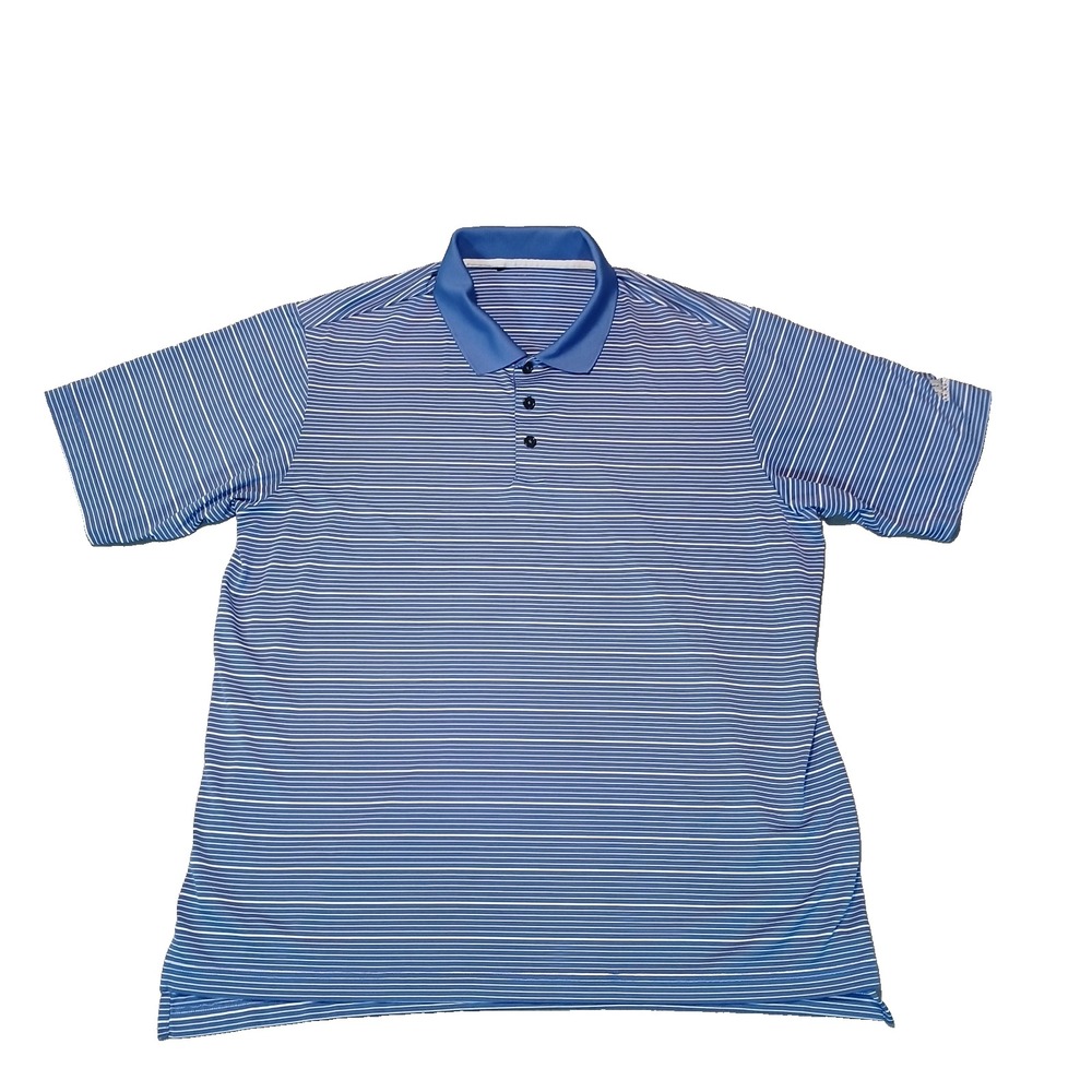 Adidas Golf Men's Performance Polo Shirt XL Blue Striped‎  Active Wear Stretch